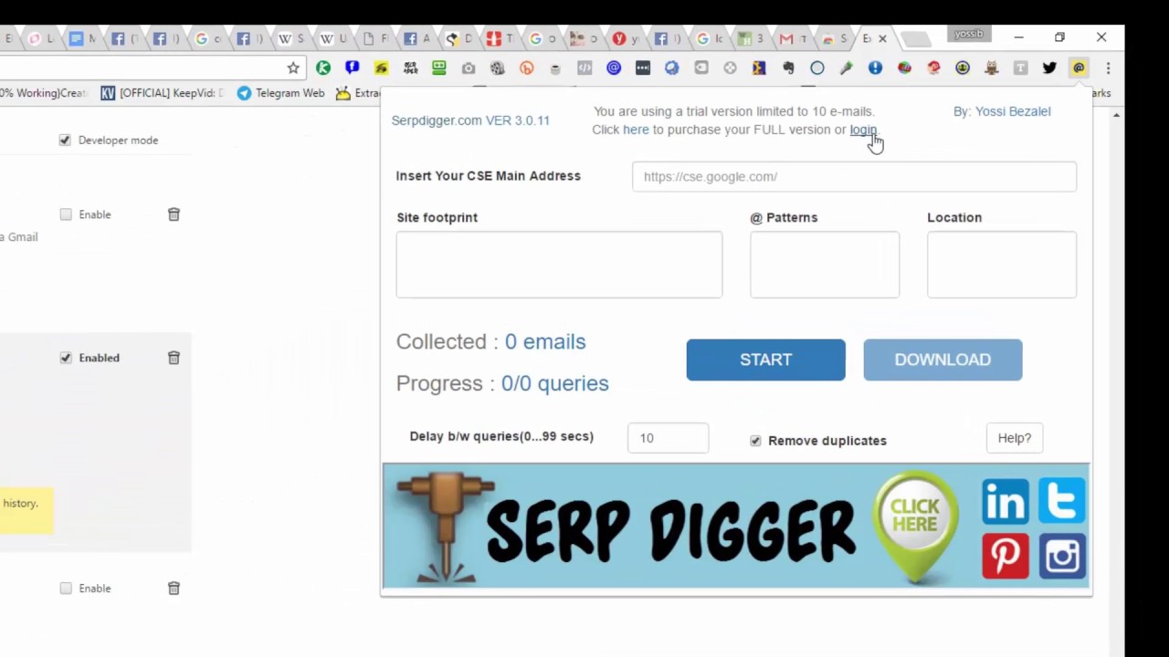 外贸客户开发软件 Serpdigger：全球社交网站邮箱搜索与邮件营销工具